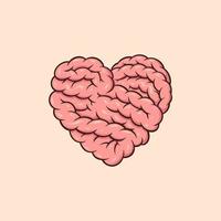 vector de dibujos animados de cerebro en forma de corazón