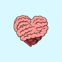 Heart Shaped Brain Complete Cartoon Vector