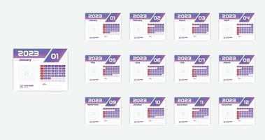 conjunto de plantillas de planificador de calendario 2023 con lugar para foto y logotipo de empresa vector