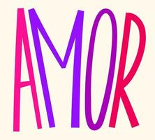 Colorful love word in Brazilian Portuguese. Translation - Love. vector