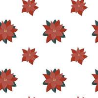 Seamless pattern of Christmas poinsettia on white background vector
