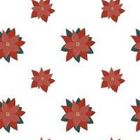 Seamless pattern of Christmas poinsettia on white background vector