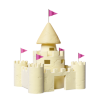 3d castle plasticine isolated. towers, fort clay toy icon concept, 3d illustration render png