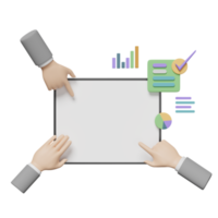 diagramme und diagramm mit geschäftsmannhand, prüfung, analysegeschäftsfinanzdaten lokalisiert. online-marketing-geschäftsstrategiekonzept, 3d-illustration oder 3d-rendering png