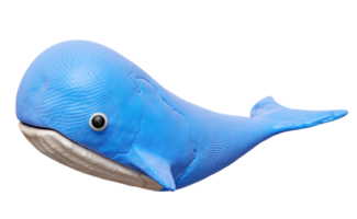 3d blue whale from plasticine isolated. whale clay toy icon concept, 3d render illustration png