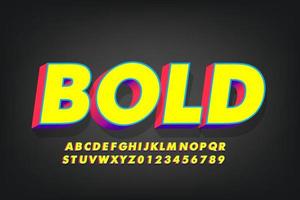 3d strong bold alphabet font vector