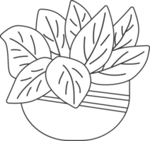 plantas en macetas de estilo minimalista, dibujo para colorear. png