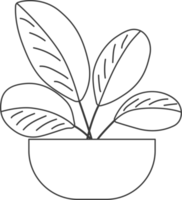 Minimal style potted plants, drawing for coloring. png