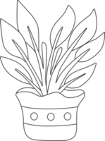 Minimal style potted plants, drawing for coloring. png