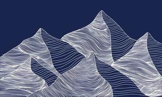 Abstract hand draw mountains on dark background. Vector illustration.