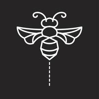 Vector icon. White bee. Suitable for logo. on a black background