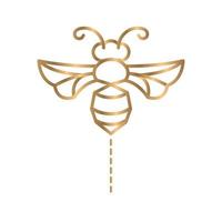 Vector icon. Golden bee. Suitable for logos. on a white background