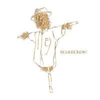 vector drawing golden scarecrow on a white background