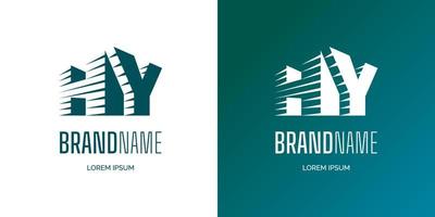 Initial letters HY set for business identity logotype concept. Combined H and Y dynamic stripes logo for company design. Vector isolated monogram signs template