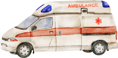 elemento de imágenes prediseñadas de ambulancia acuarela png