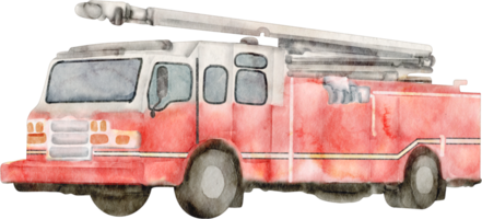 camion de pompiers aquarelle png