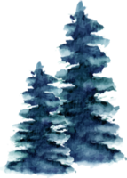 paysage d'arbres d'hiver aquarelle png