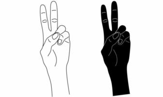 hand drawn peace hand icon set isolated on white background vector