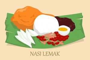 ilustración de nasi lemak en diseño vectorial vector