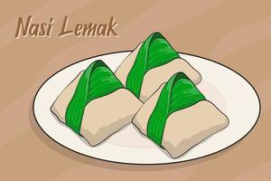 ilustración de nasi lemak en diseño vectorial vector