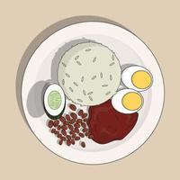 Illustration of nasi lemak in vector design
