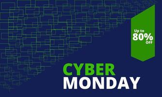 fler or banner cyber monday sale with up to 80 percent off vector