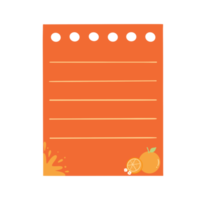 papel de nota de la nota del planificador diario. linda libreta. patrón naranja png