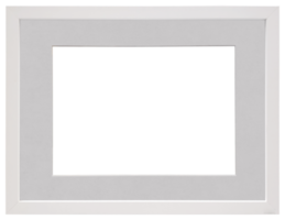 White picture frame with mat and copy space isolated on transparent background png