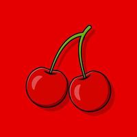 Cherry cartoon vector icon illustration. Fruit icon concept isolated vector. Flat cartoon style. Cherry Illustration.