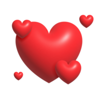 3d red hearts social icon. Button for expressing social smileys valentine's day concept design png