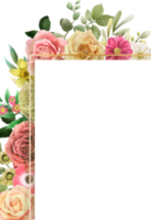 cartão de convite de casamento floral colorido png