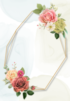 cartão de convite de casamento floral colorido png