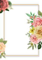 cartão de convite de casamento floral colorido png