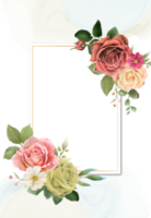 cartão de convite de casamento floral colorido png