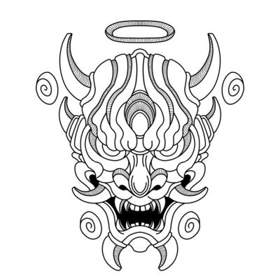 Free vector oni mask tattoo tribal