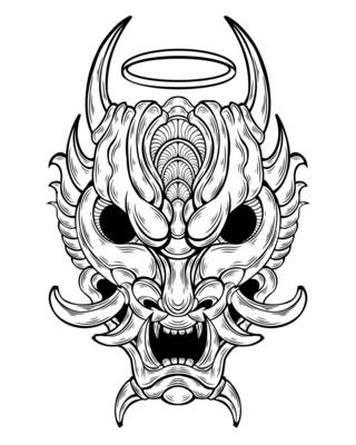 Free vector oni mask tattoo tribal