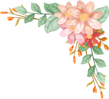 arreglo de flores de naranja con estilo acuarela png