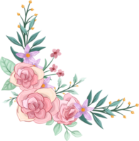 arranjo de flores rosa com estilo aquarela png