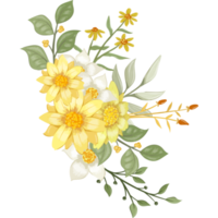 Yellow Flower Arrangement with watercolor style png