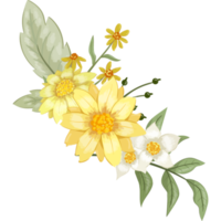 Yellow Flower Arrangement with watercolor style png