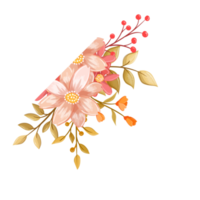 Pink Orange Flower Arrangement with watercolor style png