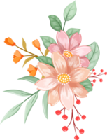 arrangement de fleurs orange avec style aquarelle png