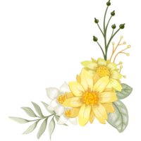 Yellow Flower Arrangement with watercolor style png