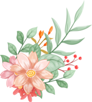 arrangement de fleurs orange avec style aquarelle png