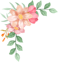 arreglo de flores de naranja con estilo acuarela png