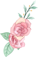 arranjo de flores rosa com estilo aquarela png