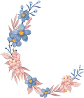 arreglo floral azul con estilo acuarela png