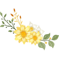 arranjo de flores amarelas com estilo aquarela png