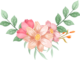 arreglo de flores de naranja con estilo acuarela png