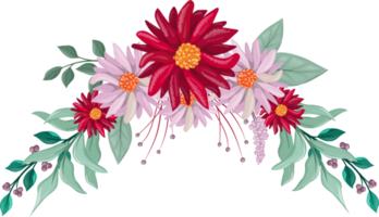 Red Flower Arrangement with watercolor style png